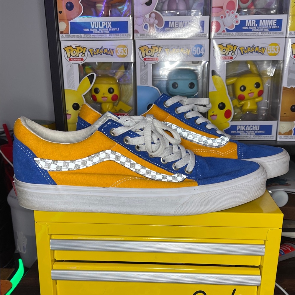 Vans Blue and Orange Checkerboard Sneakers
